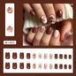 Caramel Flower 24 Pcs Press on Nails Pink Gradient  Glossy Artificial  Reusable Nails