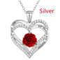 Heart Rose Heart Bow Pendant Necklace