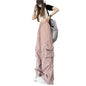 Vintage-inspired Women's High Waist Cargo Pants with Elastic Waistband Drawstring