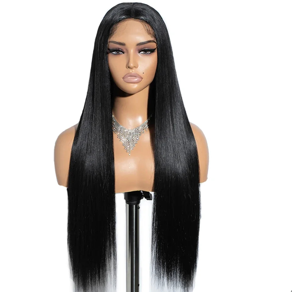 Frontal Human Hair Wigs Straight Transparent Lace Preplucked