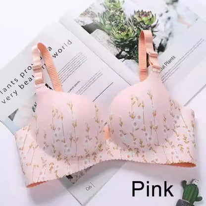 Floral Print Seamless Push Up Bras One-Piece Underwear