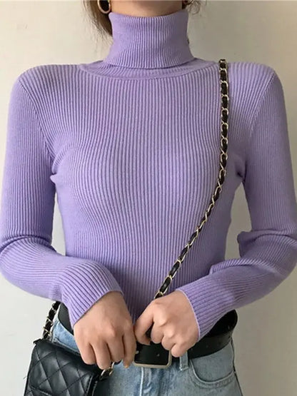 Turtleneck Knitted Soft Pullovers Cashmere Sweaters For Women