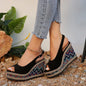 European and American Simple Ethnic Style Slope Heel Sandals