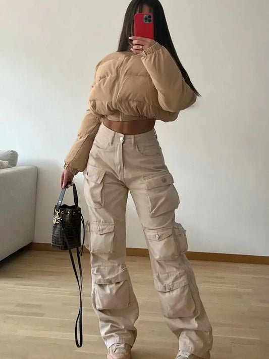 Multiple Pockets Loose High Waist  Baggy cargo Pant