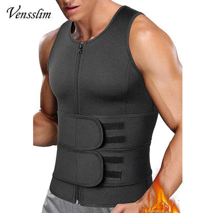 Men's Body Shaper Waist Trainer Sauna Vest Double Belt Sweat Shirt Corset