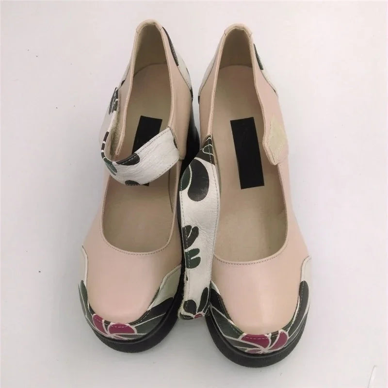 Genuine leather shoes platform shoes high heel pumps