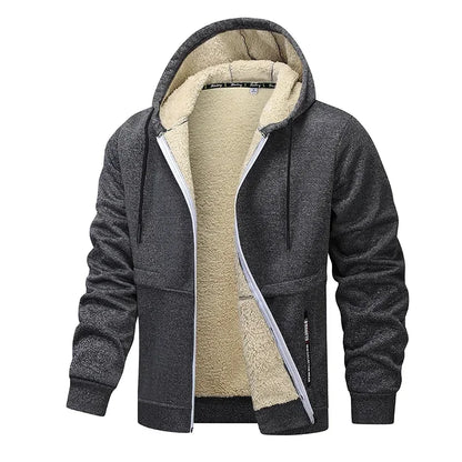 Lambswool Zipper Hoodies Thicken Warm Jacket Long Sleeve Casual Sports Fleece Coats Hooded Man Jackets