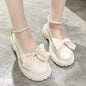 Thick Platform Mary Janes Lolita Bow Chain Shoes