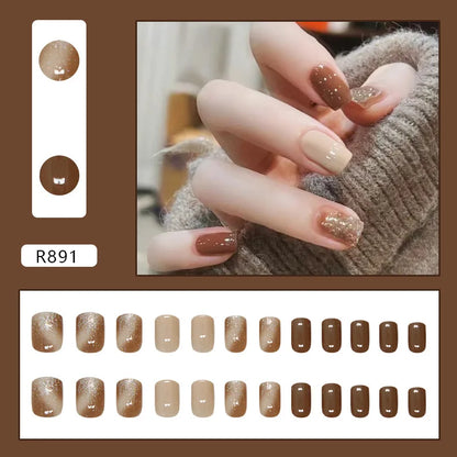 24 Pcs Press on Nails Glossy Reusable Nails