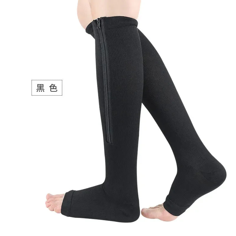 Medical Zipper Compression Closed Toe Pressure Stocking for Edema Varicose Veins