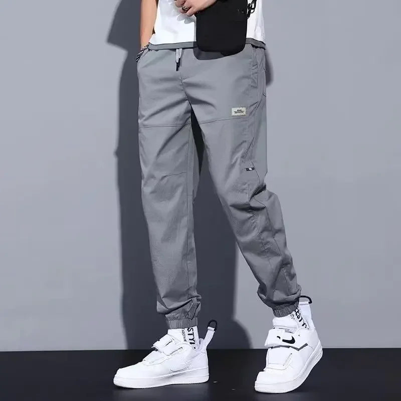 Trendy Loose-fit Bunched Casual Cargo Fashionable Cropped Pants For Men