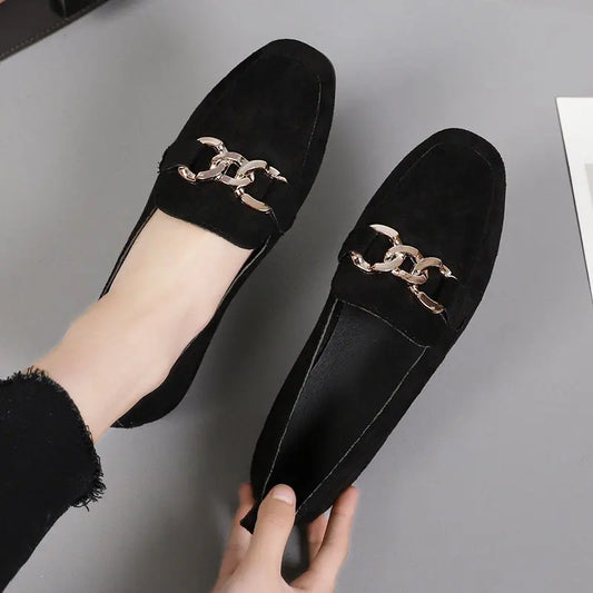 Flat Shoes Metal Slip on Loafer Shoes