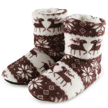 Woman Home Socks Christmas Elk Indoor Shoes Warm Anti-Skid Sole