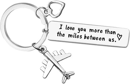 I Love You More Than The Miles Between Us Keyring for couples