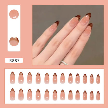 24 Pcs Press on Nails Glossy Reusable Nails