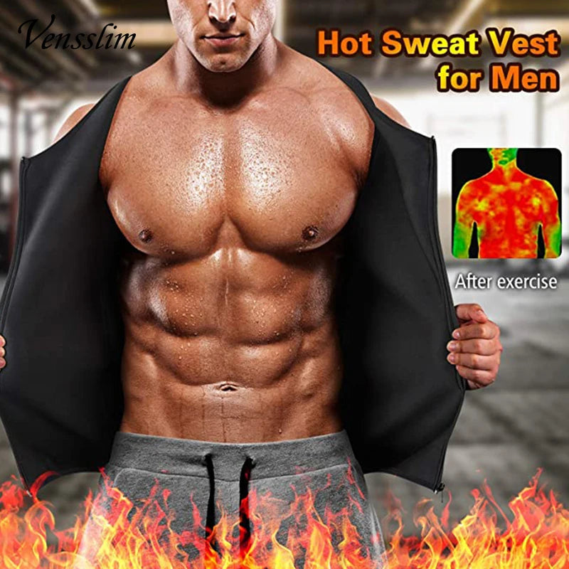 Men's Body Shaper Waist Trainer Sauna Vest Double Belt Sweat Shirt Corset