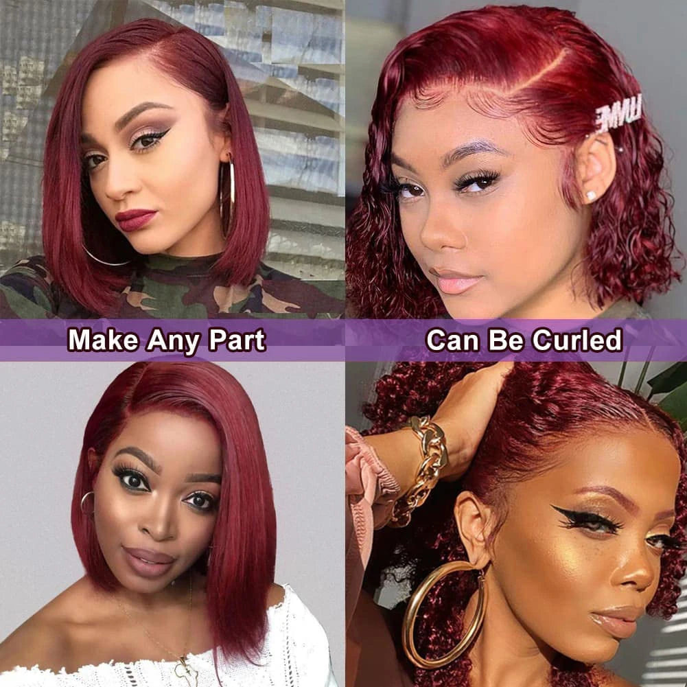 Transparent Lace Frontal Bob Wigs Pre Plucked