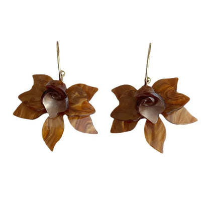 C Shape Metal Acrylic Petal Earrings European American Style