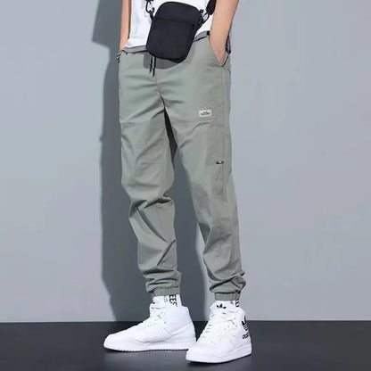 Trendy Loose-fit Bunched Casual Cargo Fashionable Cropped Pants For Men