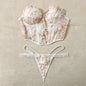 Floral Corset Lingerie Women's Underwear Straplesse Set