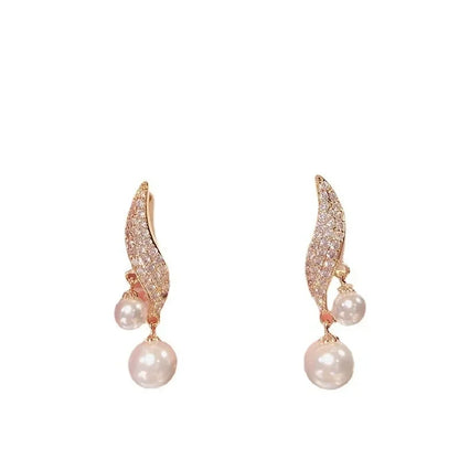 Classic Elegant Double Pearl Dangle Earrings