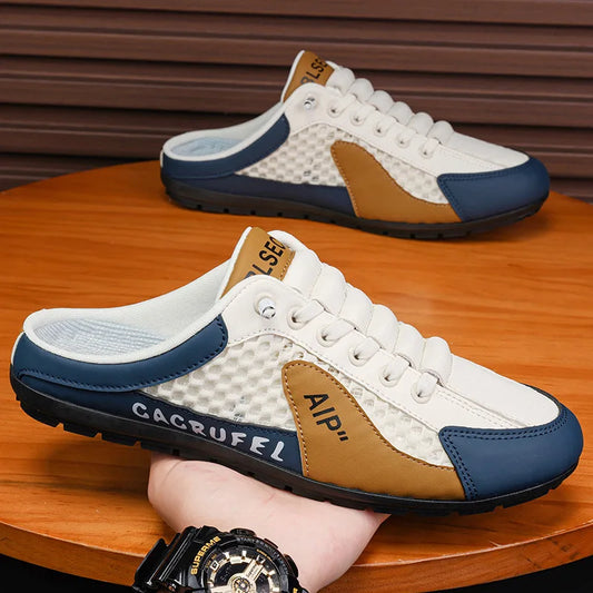 Casual Men Half Summer Slippers For Men  Breathable Soft Sole Shoes
