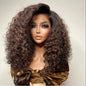 Long Soft 26“Ombre Brown Kinky Curly180Density Lace Front Wig