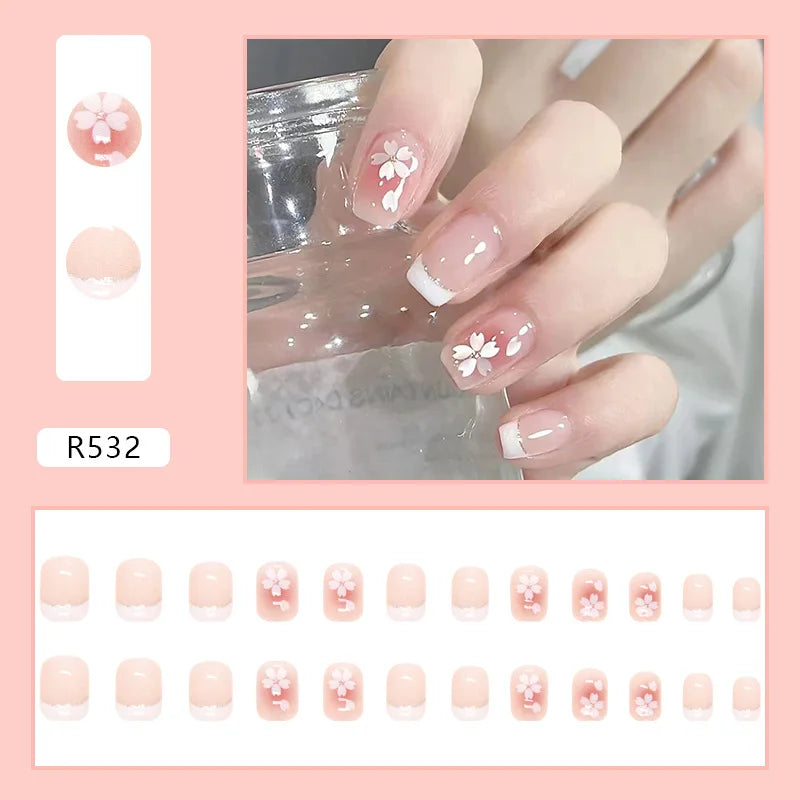 24 Pcs Press on Nails Glossy Reusable Nails