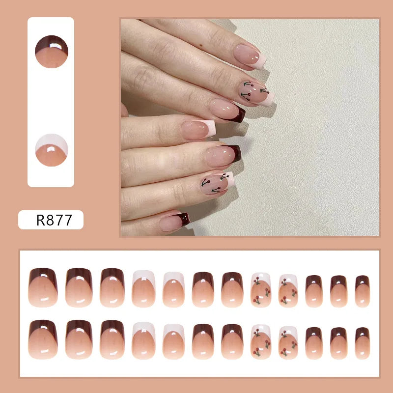 24 Pcs Press on Nails Glossy Reusable Nails