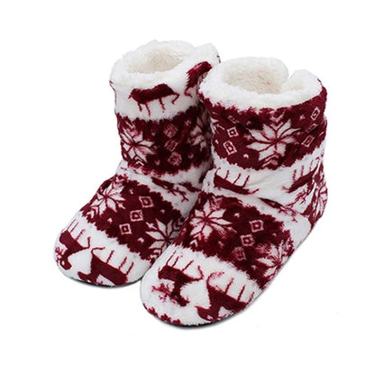 Woman Home Socks Christmas Elk Indoor Shoes Warm Anti-Skid Sole