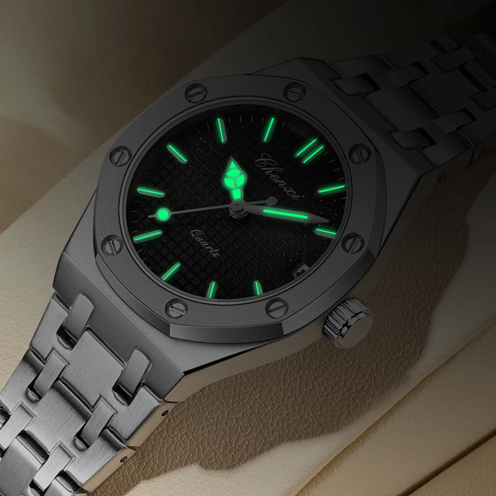 Solid Steel Strip l Quartz Wristwatch Waterproof luminous hands