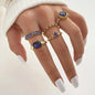 Retro Blue Crystal Ring 5 Pieces Ring