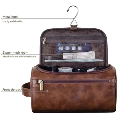 Leather Toiletry Dopp Kit Cosmetic Bag for traveling