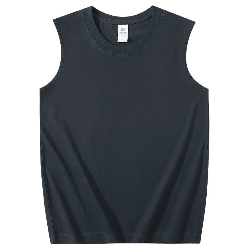 Heavy Pure Cotton Men's Sleeveless  Solid Color vests