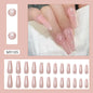 Caramel Flower 24 Pcs Press on Nails Pink Gradient  Glossy Artificial  Reusable Nails