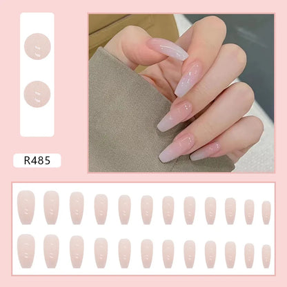 24 Pcs Press on Nails Glossy Reusable Nails