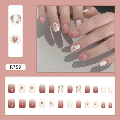 24 Pcs Press on Nails Glossy Reusable Nails