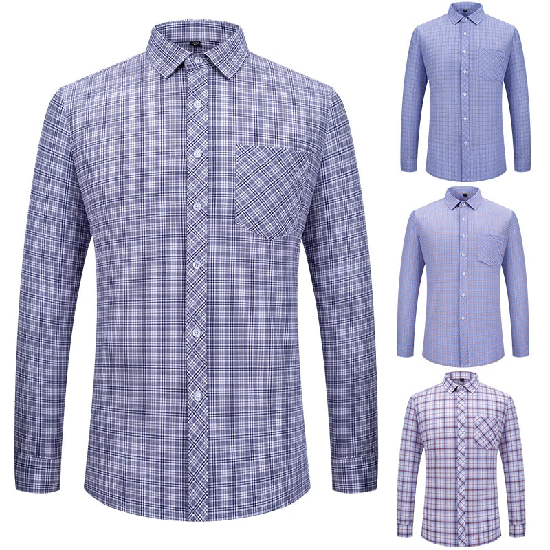 100% Cotton Plaid Shirts Long Sleeve Fashion Casual Thin Soft Comfortable Classic Basic Man Shirt