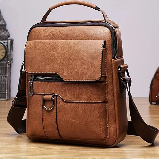 Brand Men Shoulder Bag for 9.7"PU Leather Flaps Men's Crossbody Bags