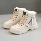 Casual High Top Winter Plush Lined Warm Thick Lace-up Shoes