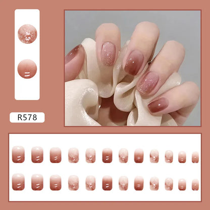 24 Pcs Press on Nails Glossy Reusable Nails