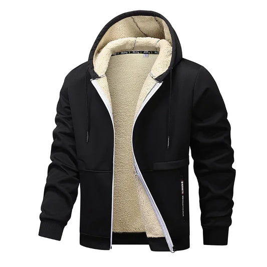 Lambswool Zipper Hoodies Thicken Warm Jacket Long Sleeve Casual Sports Fleece Coats Hooded Man Jackets