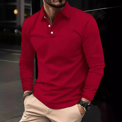 Classic men's simple solid color lapel POLO shirts