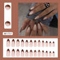 Caramel Flower 24 Pcs Press on Nails Pink Gradient  Glossy Artificial  Reusable Nails