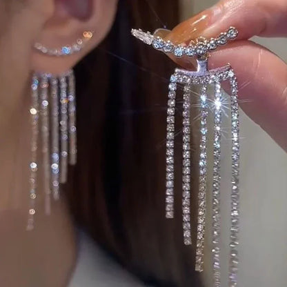 Sparkling Long Tassel Drop Earrings