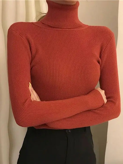 Turtleneck Knitted Soft Pullovers Cashmere Sweaters For Women