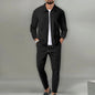 Waffle Jacket Set Solid Color Lapel Zip-Up Men's Jacket Casual And Comfortable Pants