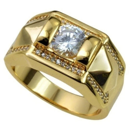 Luxury Ring Metal Carving Gold Color