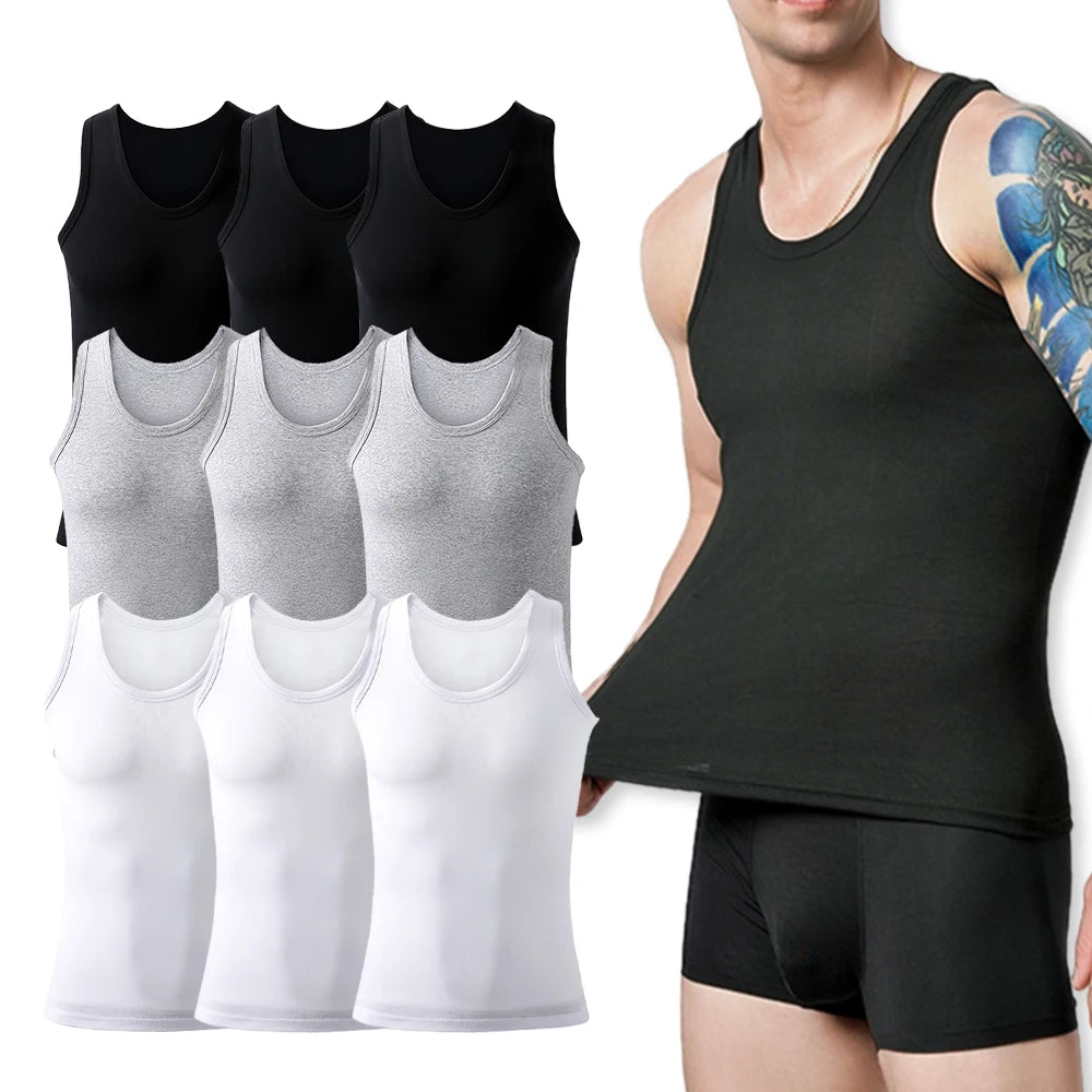 9Pcs Men's Cotton Athletic t Breathable Moisture-Wicking Lightweight Undershirt / vest