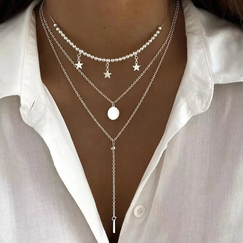 Classic Pendant Necklace Set Stainless Steel Jewelry